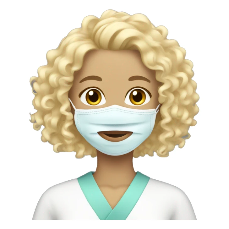 Blonde curly hair girl with spa face mask on sticker