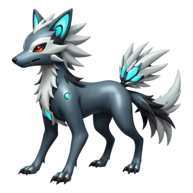 Futuristic Shiny Mightyena-Silvally-Fakémon-hybrid-creature (full body)  sticker