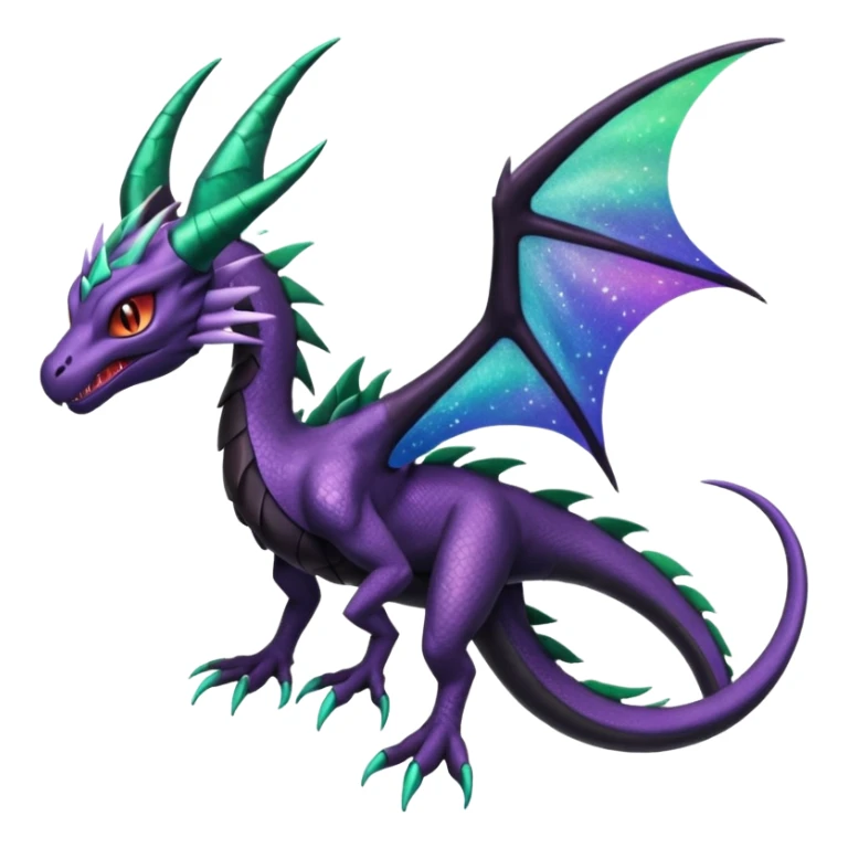 Void-Black Star-Dusted Night-Shimmered Cosmic-Winged Draconic Noivern-Rayquaza-Lunala creature (full body) sticker