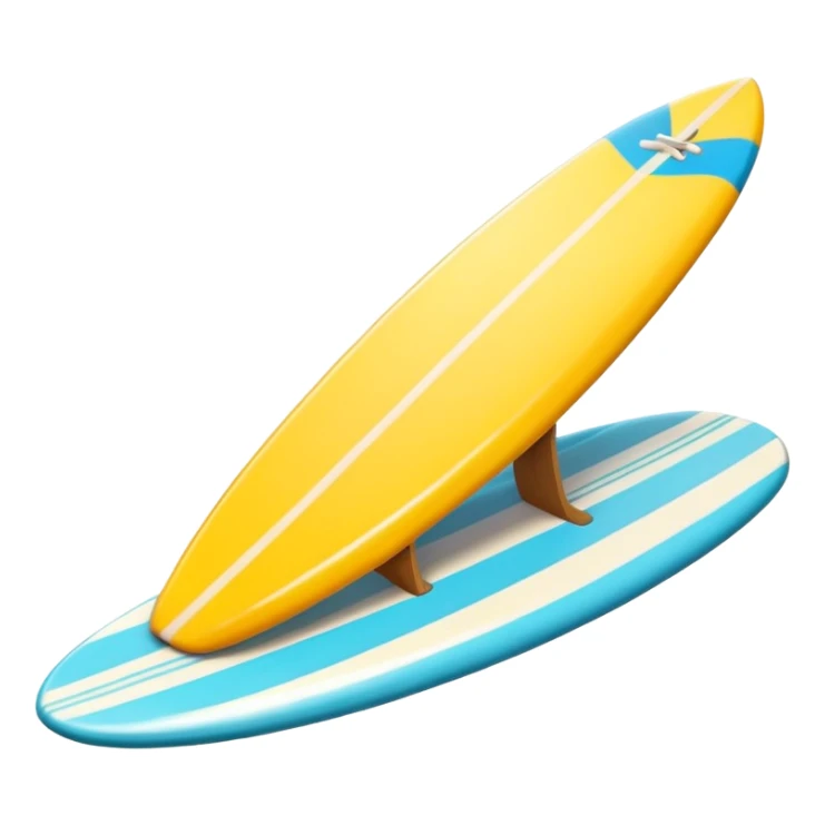 surfboard icon, tropical surfboard, glossy texture, bright colors, cute mobile game icon style, 3D cartoon, soft shadows, clean background, no text, no watermark sticker