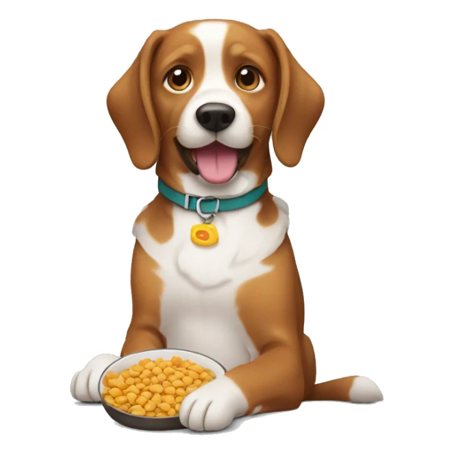 dog with treats in dog bowl sticker