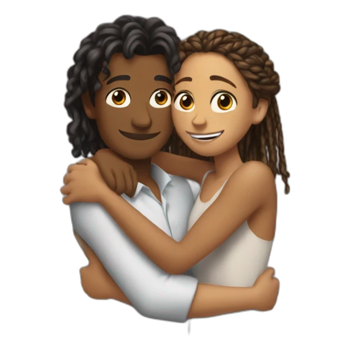 Simon baker hug a black girl brown eyes and long African braids sticker