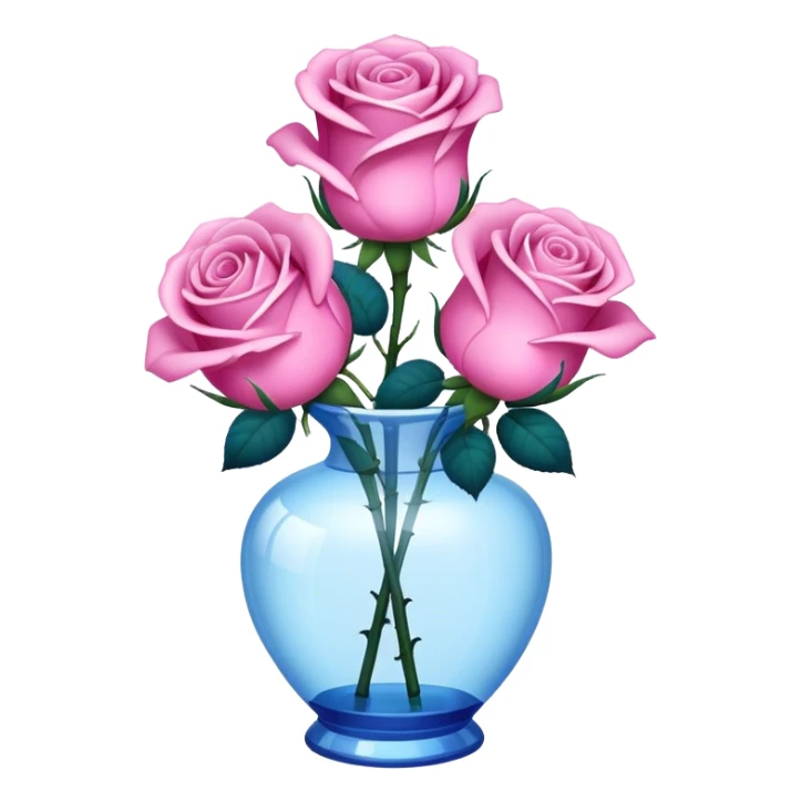 blue roses in transprent pink vase  sticker