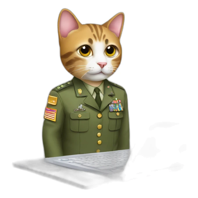 cat in military uniform walking on keyboard sticker