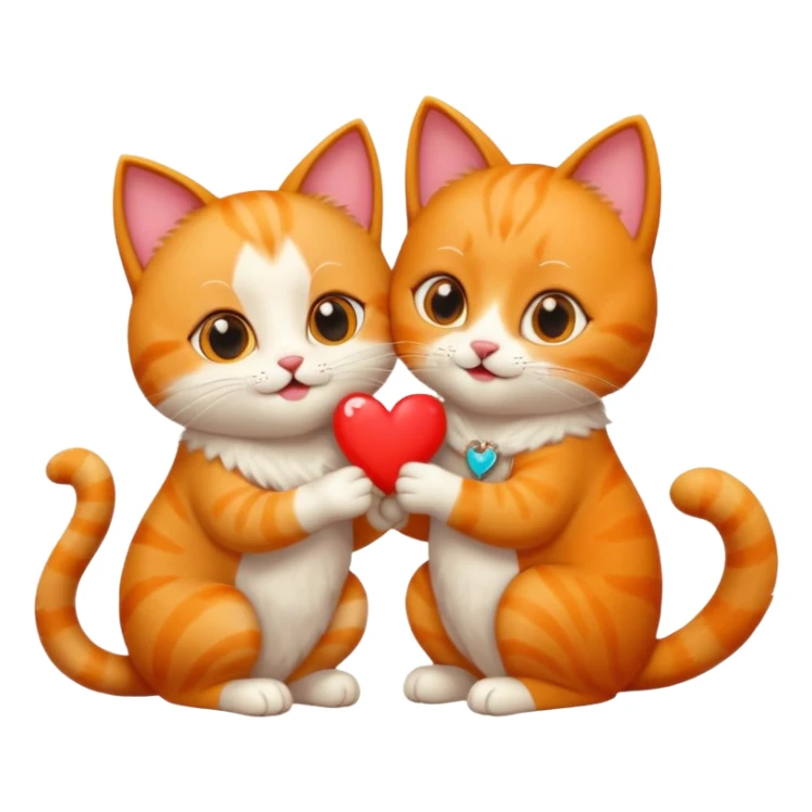one happy cat on one knee proposing to another happy cat in Venice, both with big eyes, hearts around them, emoji style sticker