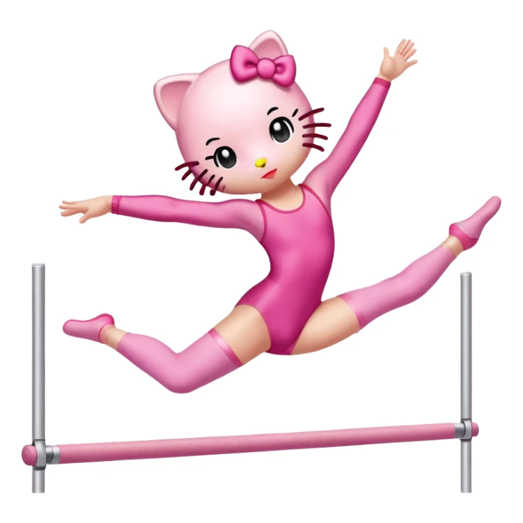 Hello Kitty performing a straight jump in gymnastics sticker