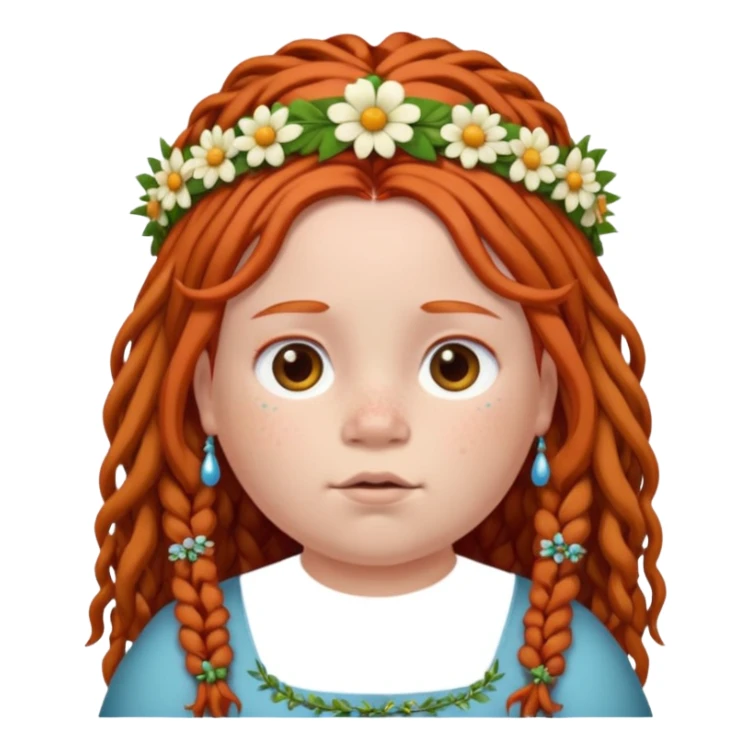 fat redhead kid with dreadlocks and floral tiara sticker