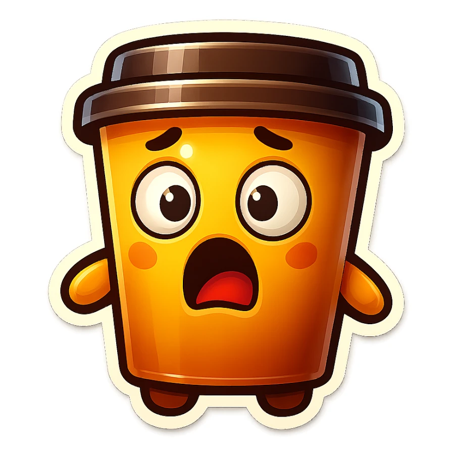 Tall coffee cup, surprised, shocked and confused sticker
