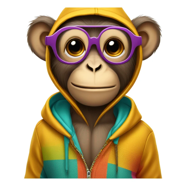 Monkey wearing hoodie and glasses  sticker