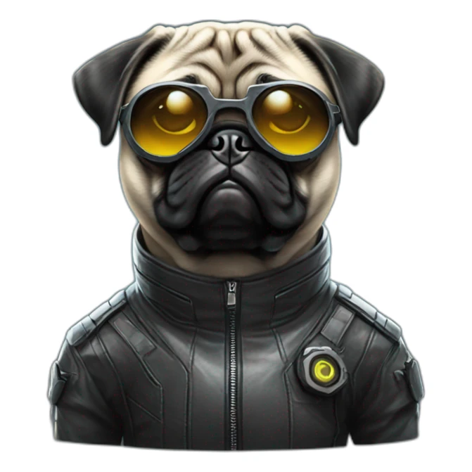 pug with black sunglasses and wearing a cyberpunk suit sticker