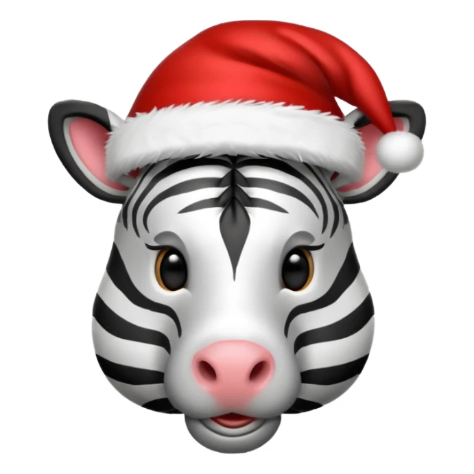 zebra wearing red hat of santa claus sticker