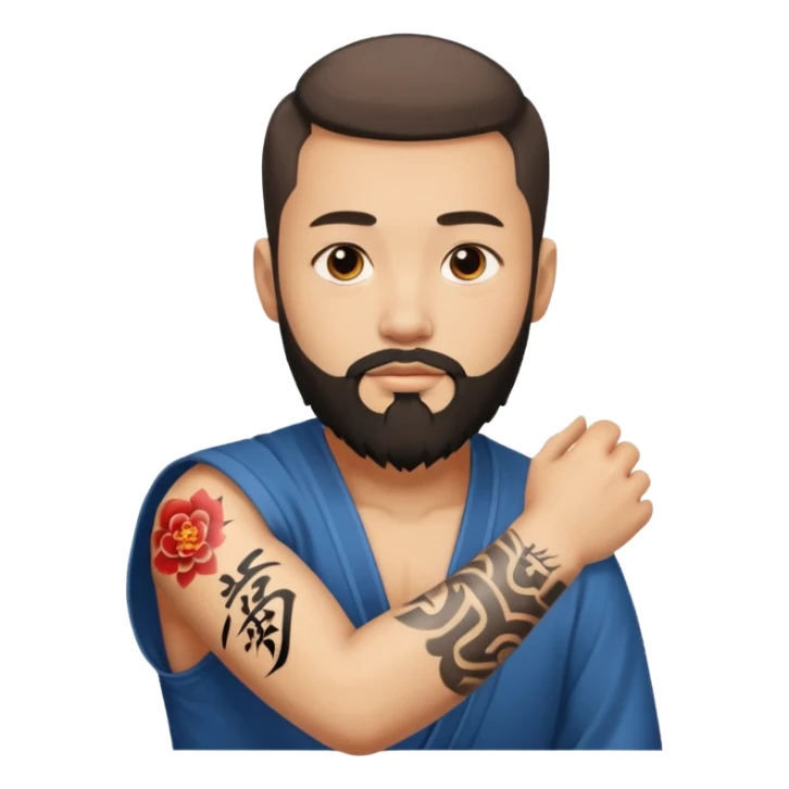 Ingeniero con barba y letra china minipeka  sticker