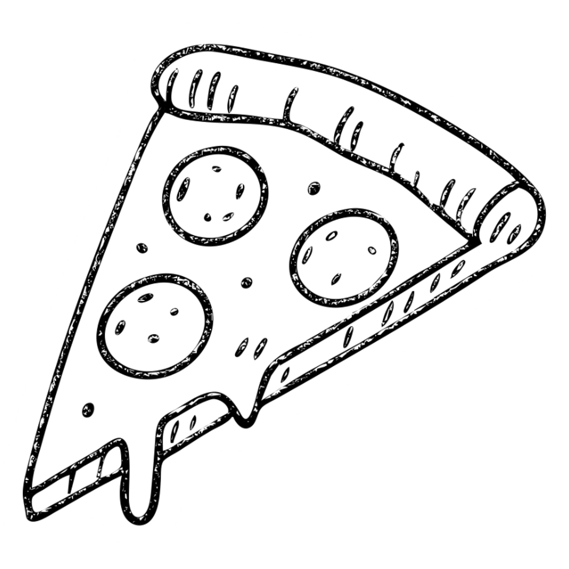 hand drawn outlined slice of pizza icon sticker