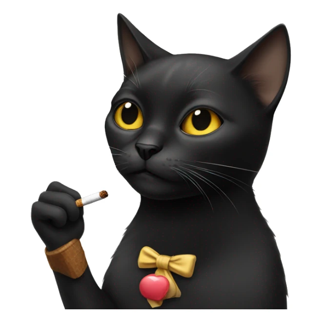 Female Black cat smoking a long cigarette  sticker