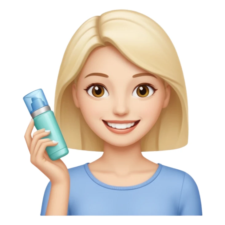 A woman recommend a cosmetic product and speaking. sticker