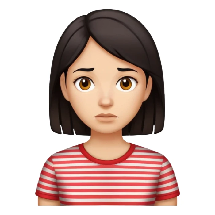 stubborn dark haired woman with striped t-shirt sticker