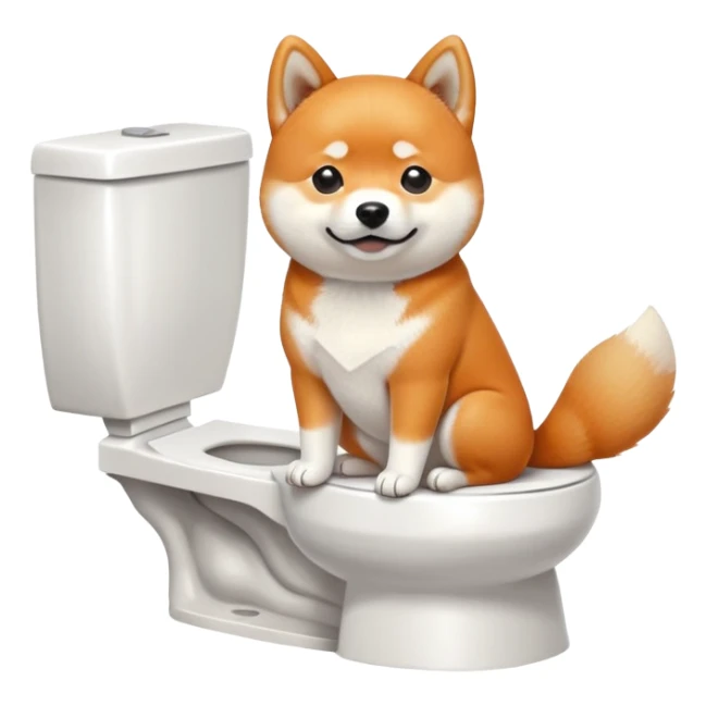 A Shiba Inu sitting on the toilet sticker