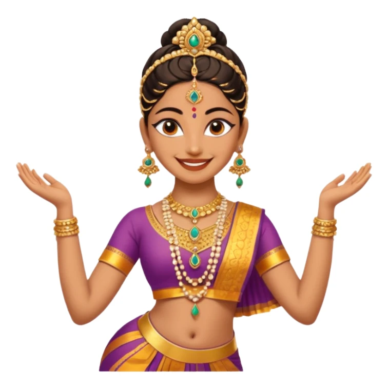 realistic bharathanatyam dancer with a smiling face and beautiful meenakshi pose sticker