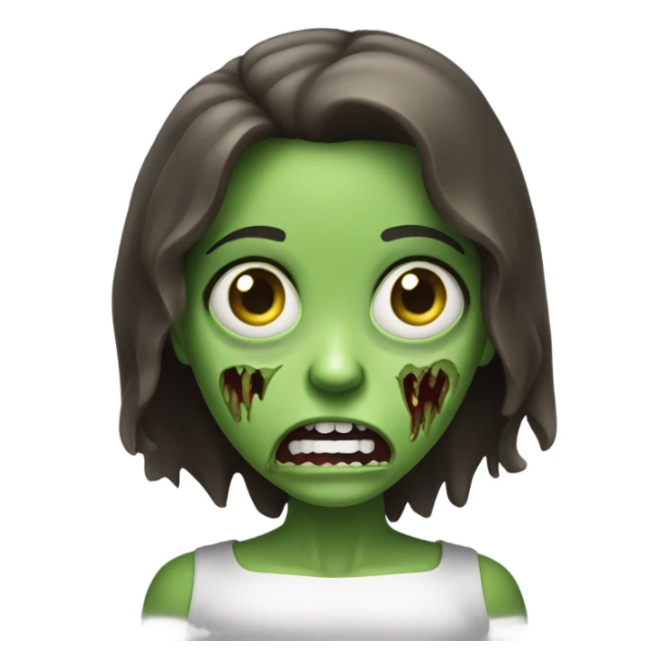 Green Zombie brunette girl with mouth open horror  sticker
