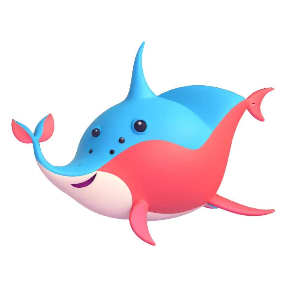playful stingray waving a fin, cheerful face sticker