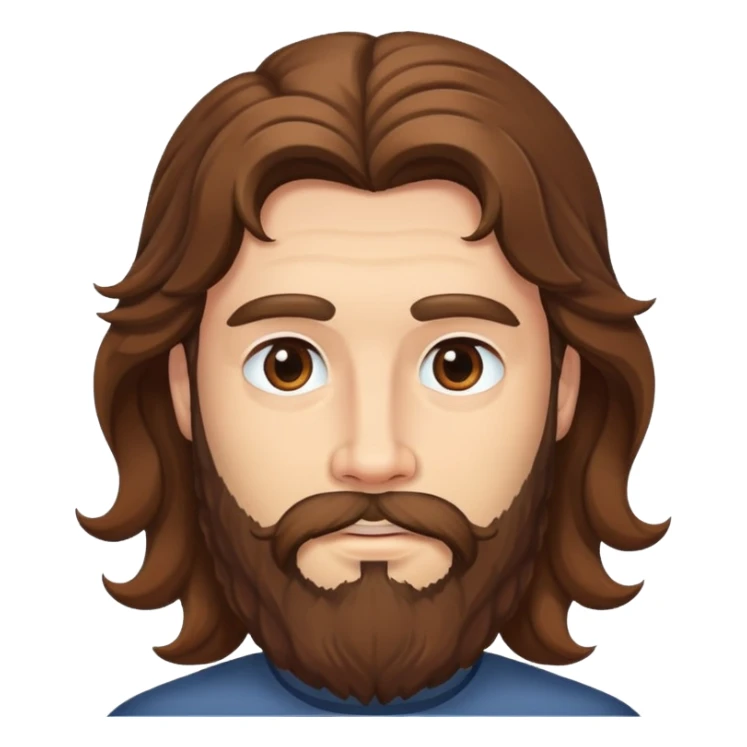 man long wavy brown hair and beard sticker
