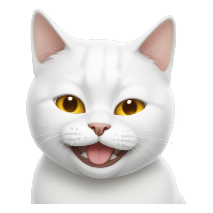 White British cat is laughing, eyes closed  sticker