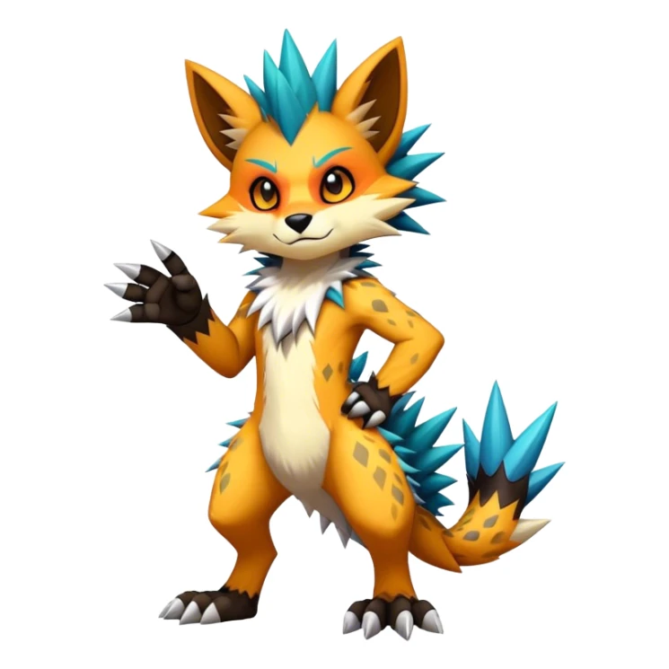 Edgy colorful anthro fursona Fakemon full body sticker