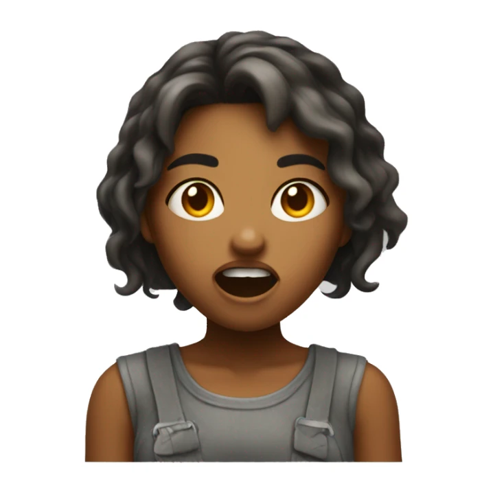 Girl making sceaming face, hot tempuraure sticker