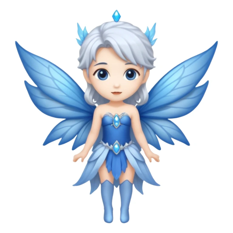  moon-fairy-queen-–-silver-hair,-blue-wings, chibi full body sticker