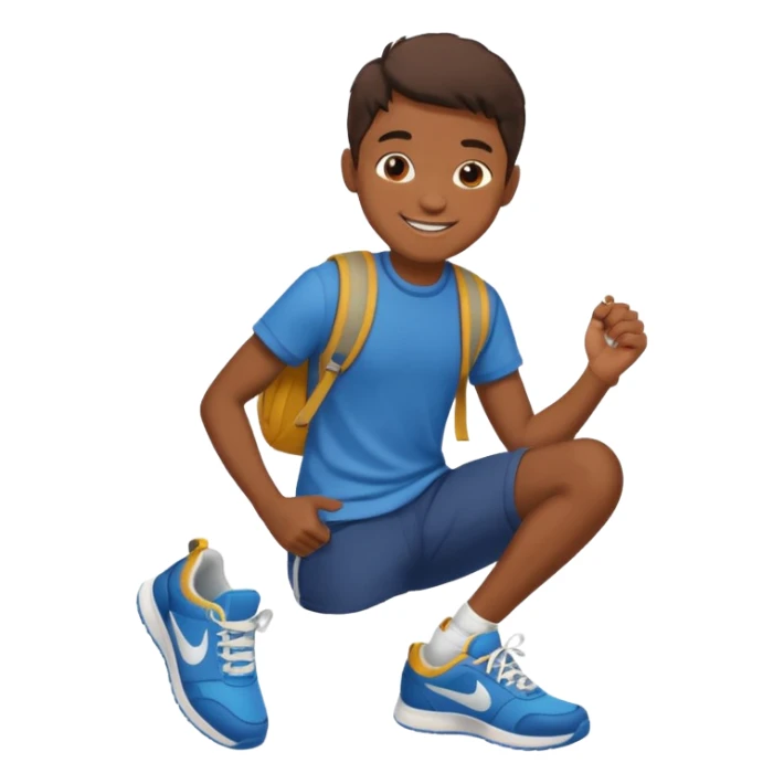 emoji- of a boy putting on his sneakers sticker