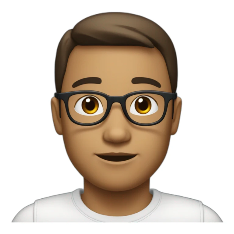 Garçon Français de couleur de peau blanche de 9 ans brun avec cheveux lisses et lunettes bleu et noir sticker