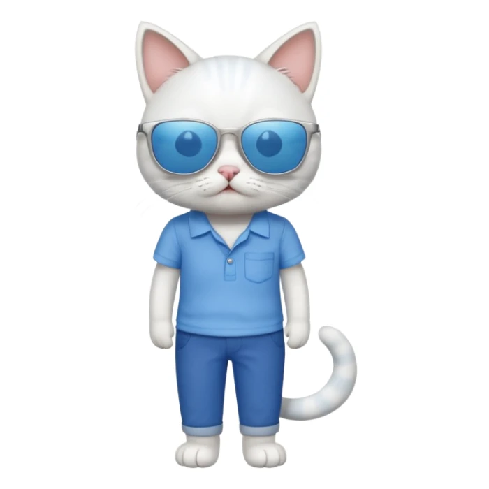 Cat with sunglasses with blue shirt pants and shocked sticker