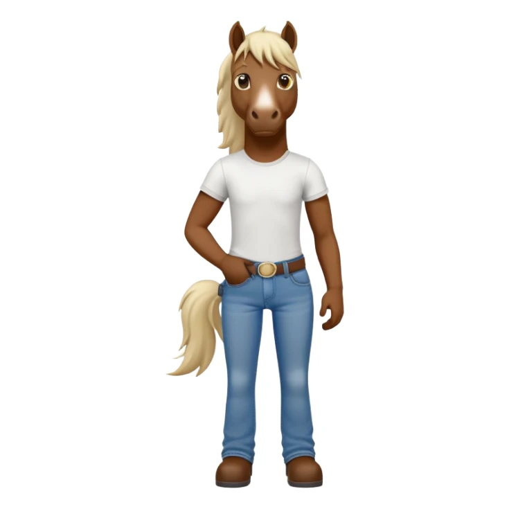 friendly anthropomorphised stallion in jeans and a t-shirt, standard pose sticker