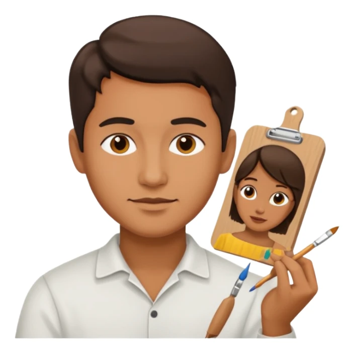 the artist paints a portrait sticker