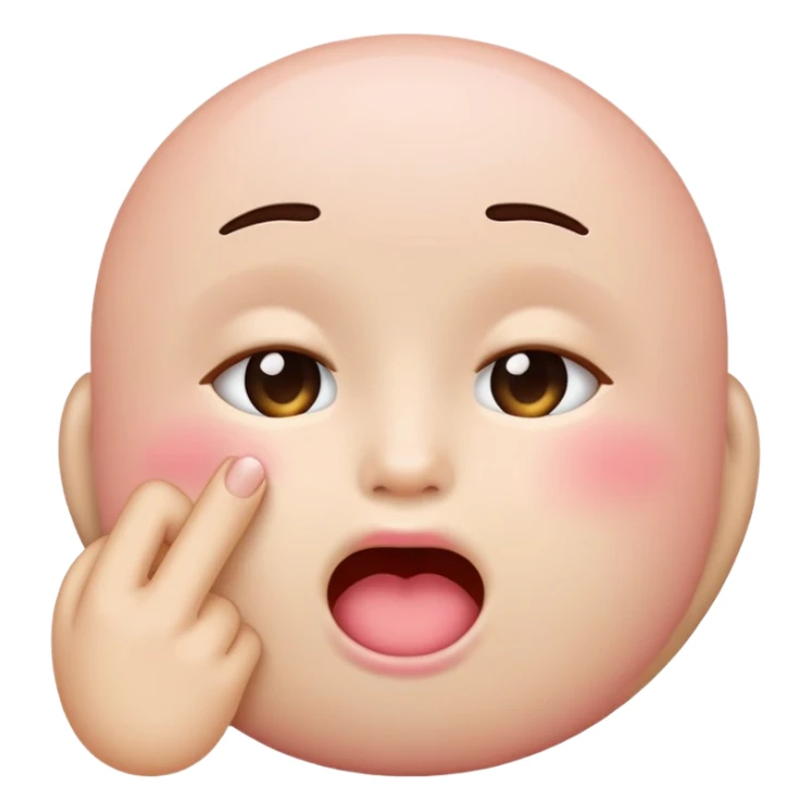 Cute blushed iphone emoji finger inside mouth sticker