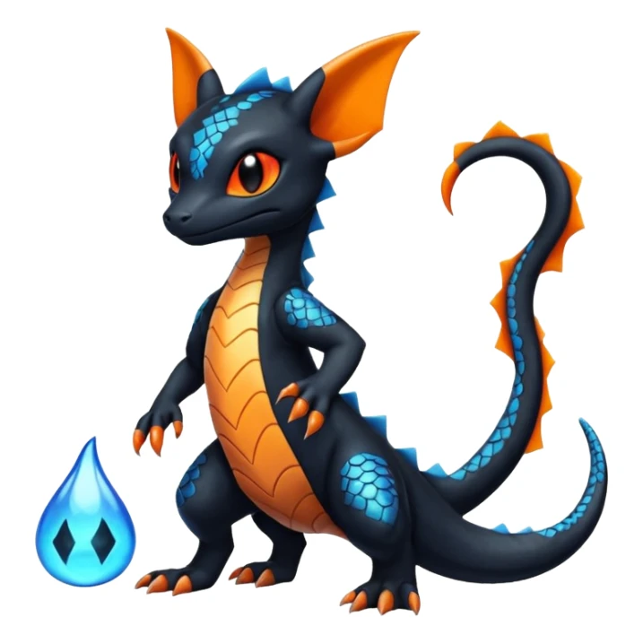 Shiny Cute Spooky Salandit-Umbreon-Charmeleon-Fakémon-hybrid-creature (full body)  sticker