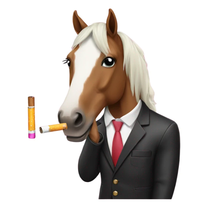 Horse with cigarette and watching TikTok on its phone sticker