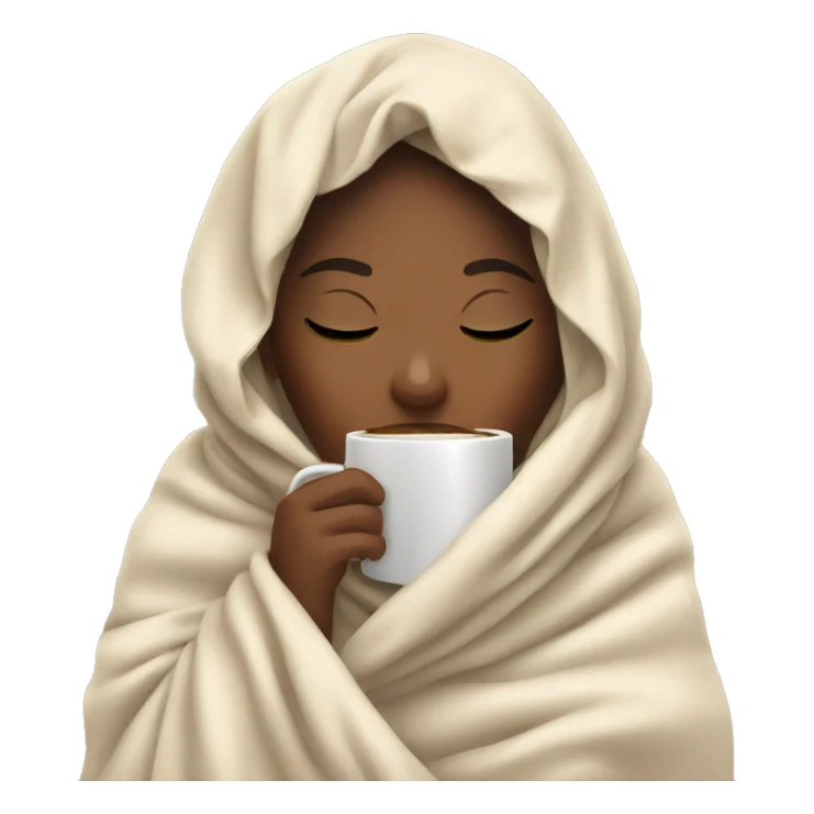 girl inside a blanket sipping coffee eyes closed sticker