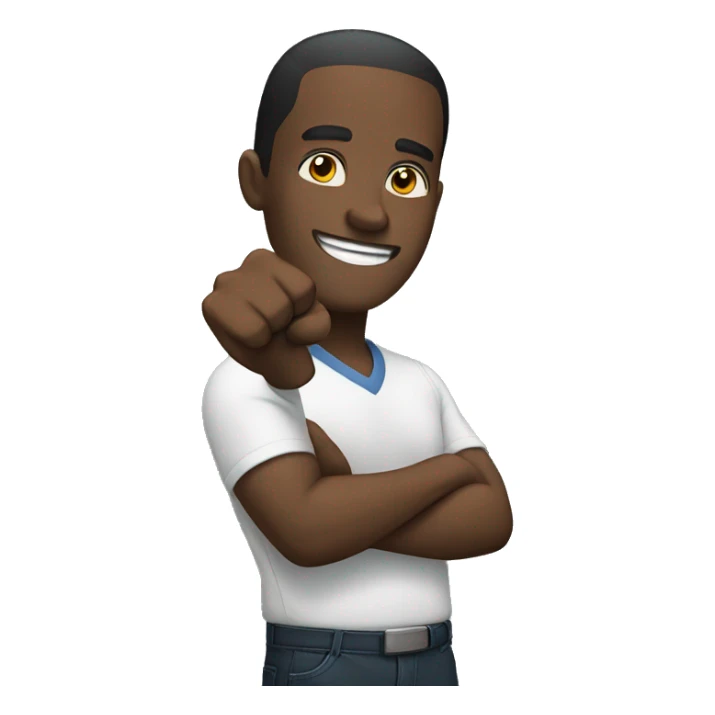 black man putting fist up cheering sticker