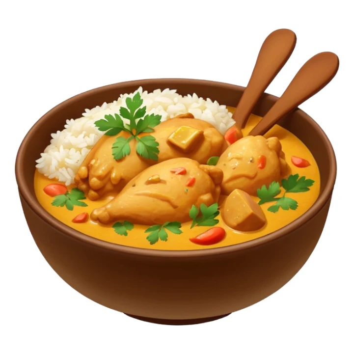 chicken curry in a bowl with rice sticker