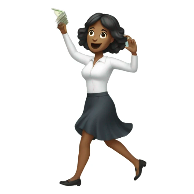 A woman throwing money sticker