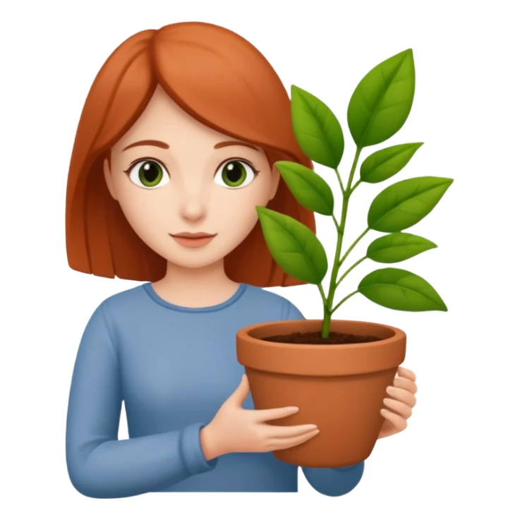 woman holding a flower pot sticker
