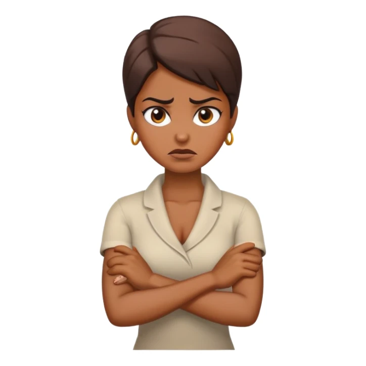 arms crossing holding neck angry woman sticker