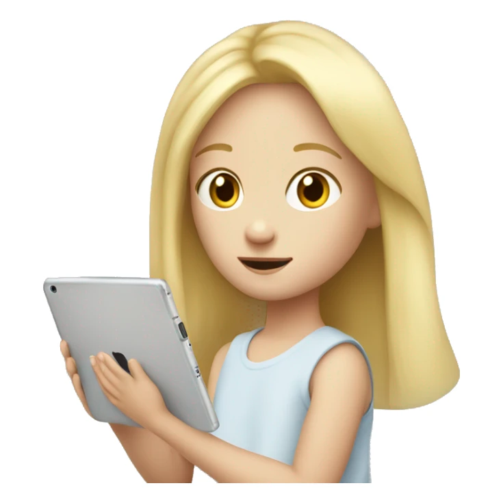 Little blonde girl watching an iPad ￼ sticker