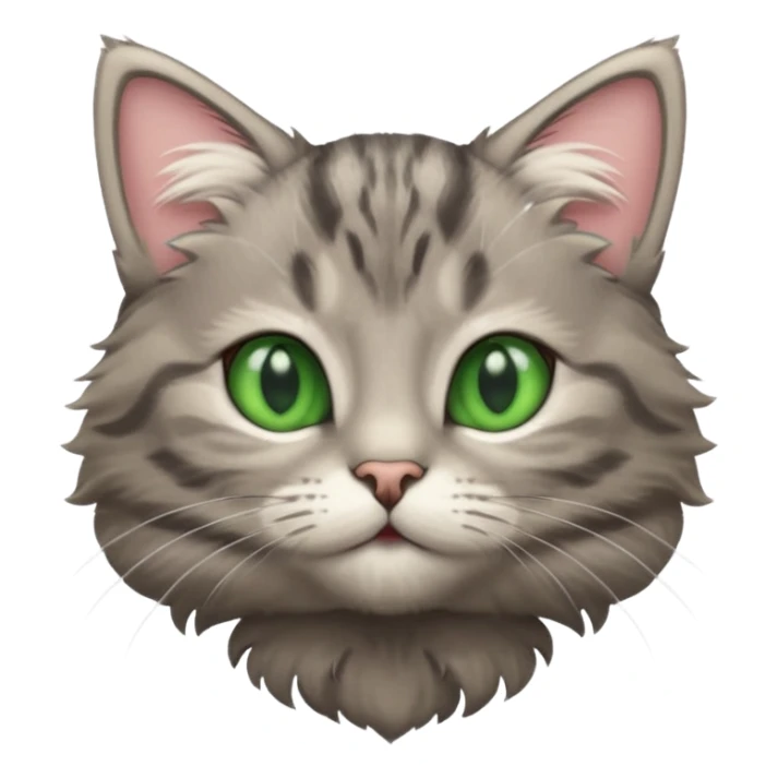 A high-resolution photo-realistic digital illustration of a grey tabby cat kitten, chest upward sticker