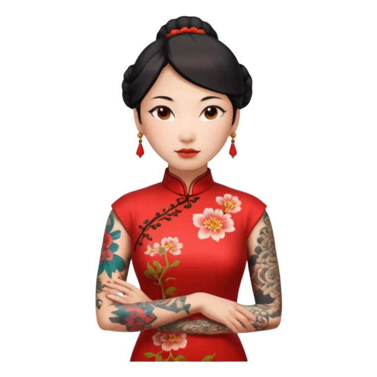 ancient chinese woman with tatooed and cheongsam sticker