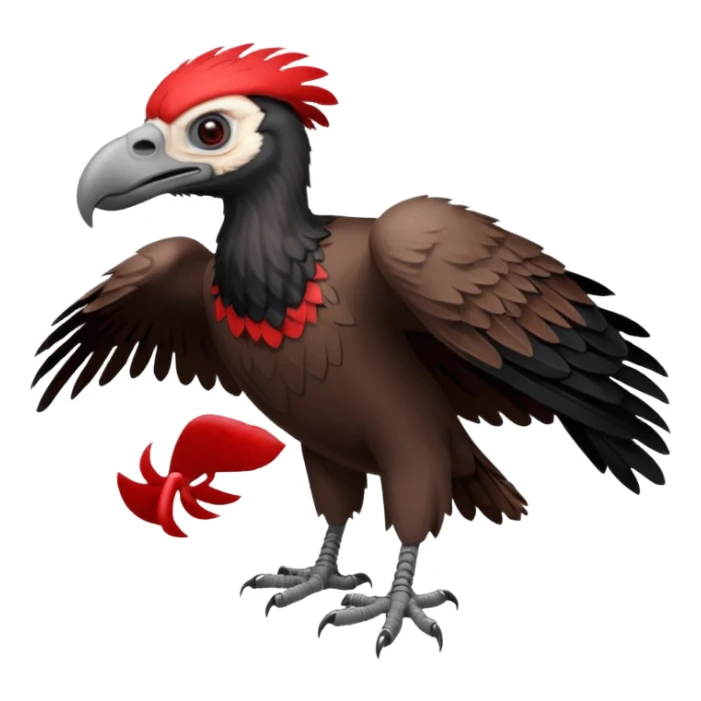 mature vulture with black and red feathers looking straight ahead. sticker
