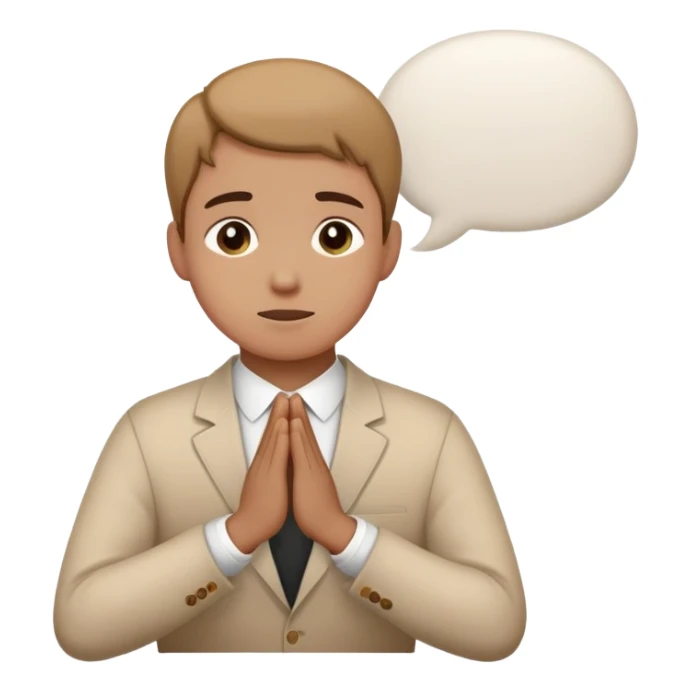 Person bowing politely with a small speech bubble that says thank you sticker