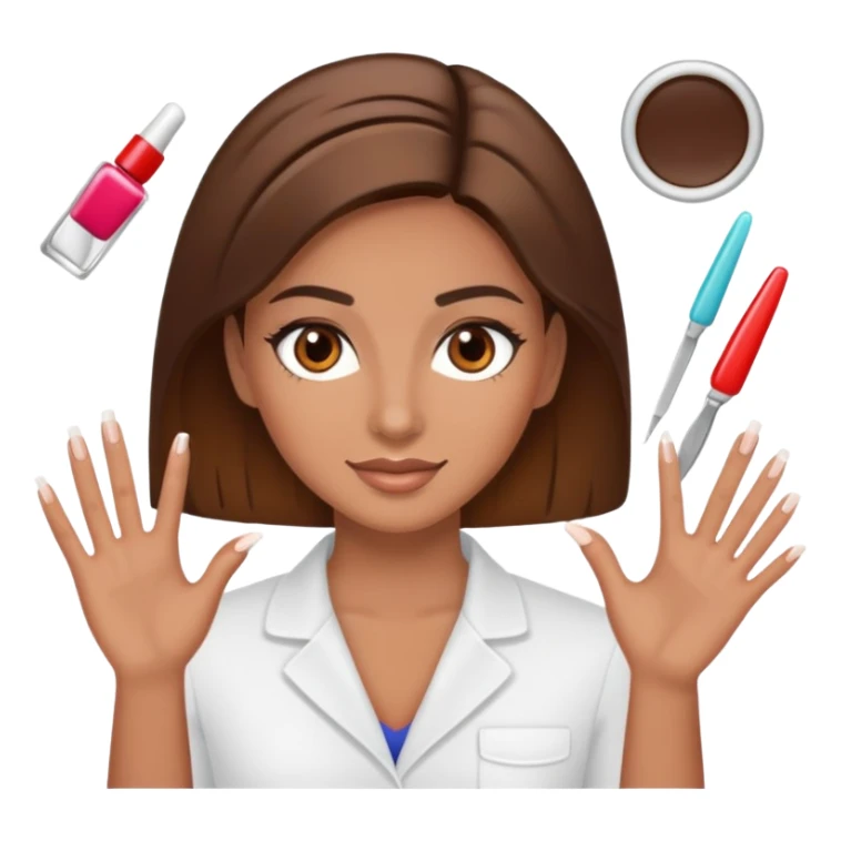 A nail stylist who has brown hair and brown  eyes sticker