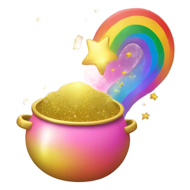 Rainbow with a pink pot of gold with glitter  sticker